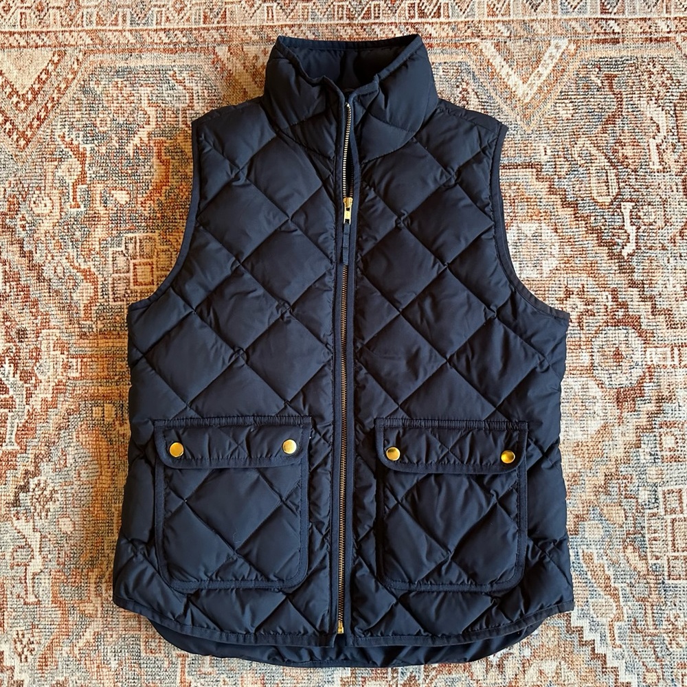J. Crew Quilted Puffer Vest in Navy Blue